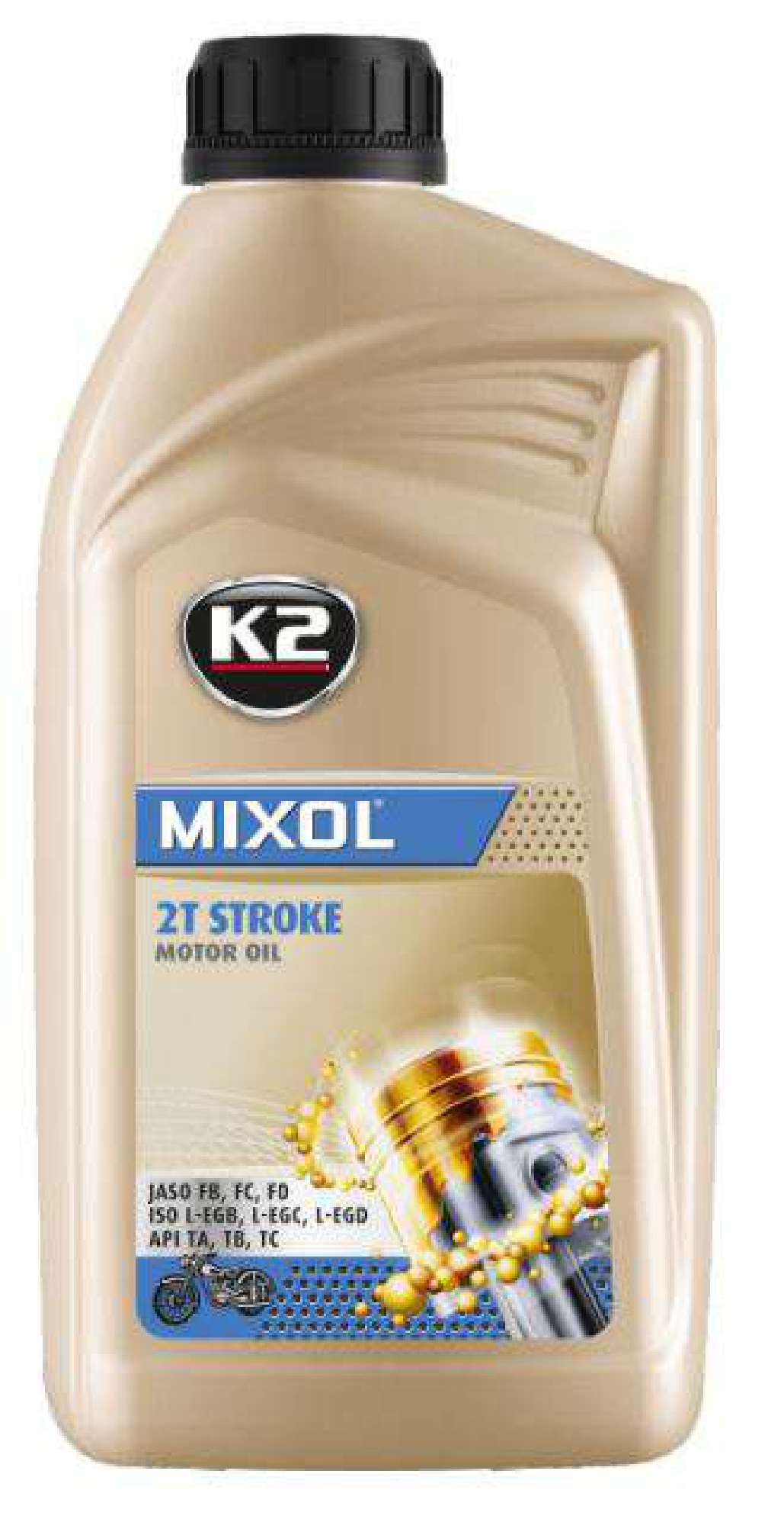Олива моторна K2 2T STROKE MOTOR OIL MIXOL 1 л